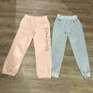 2 pair of sweatpants/ joggers. Girls size large 10/12. Disney pink, blue velour.